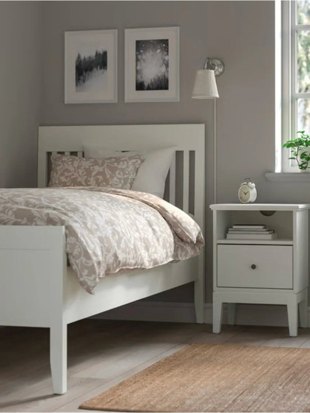 IKEA Arstid silver nickle plated white shade wall lamp